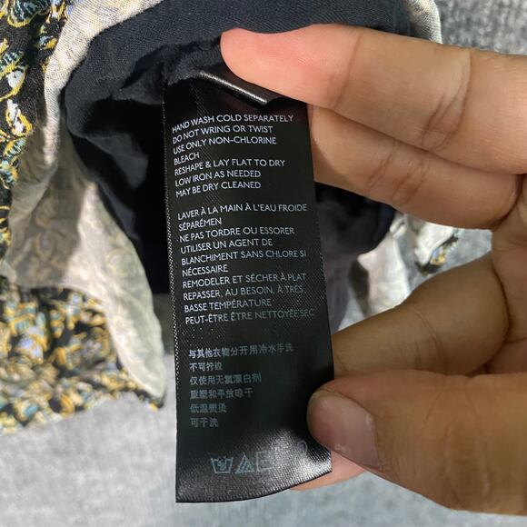 Free People Boheme Dress 4 Small Black Green Long Sleeve Floral Mini A-Line - Picture 13 of 15